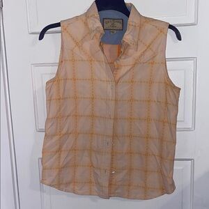 Bit & Bridle Peach Button-Down Sleeveless Shirt